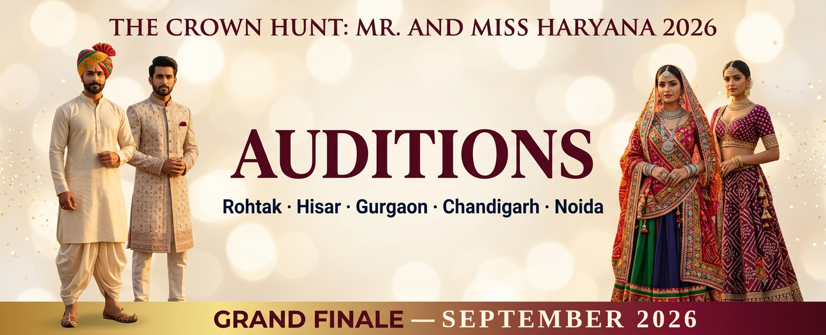 The Crown Hunt — Audition Events — Rohtak, Hisar, Gurgaon, Chandigarh, Noida — Grand Finale September 2026
